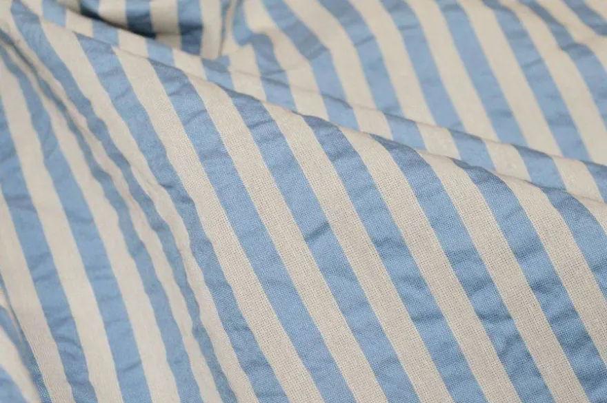 TESSUTO MISTO COTONE CAMICERIA GOFFRATO RIGHINA AZZURRA