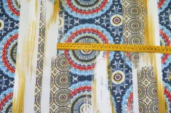 TESSUTO MISTO COTONE FANTASIA ETNICA BLU