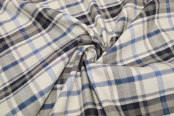 TESSUTO MISTO COTONE LINO SCACCO AZZURRO