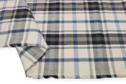 TESSUTO MISTO COTONE LINO SCACCO AZZURRO