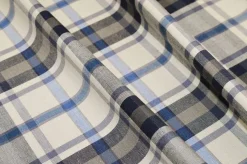 TESSUTO MISTO COTONE LINO SCACCO AZZURRO