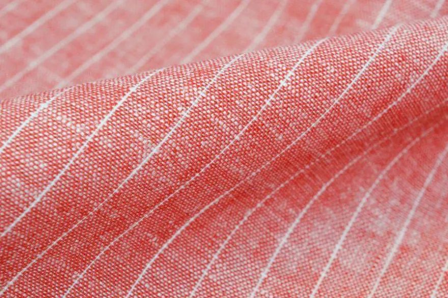 TESSUTO MISTO LINO GESSATO ROSSO