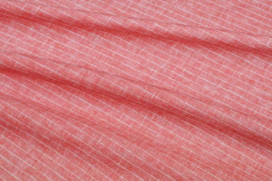 TESSUTO MISTO LINO GESSATO ROSSO