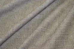 TESSUTO MISTO LINO PRINCIPE DI GALLES BEIGE ADESIVATO