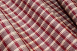 TESSUTO MISTO LINO STRETCH SCACCHETTO BORDEAUX
