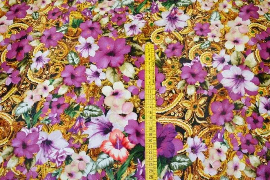 TESSUTO MUSSOLA MISTO SETA FIORE FUCSIA