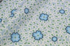 TESSUTO MUSSOLA PURO COTONE FANTASIA FIORELLINO AZZURRO