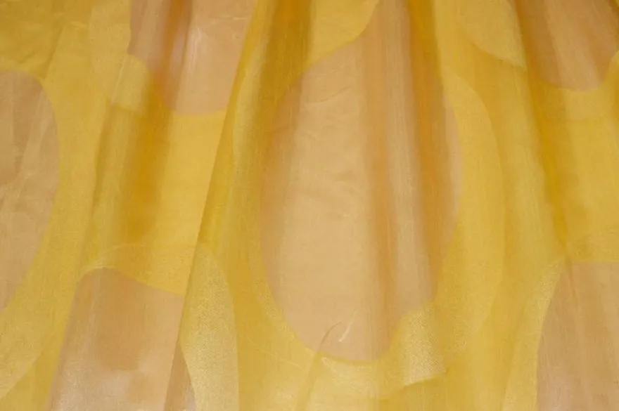 TESSUTO ORGANZA GEOMETRICO GIALLO