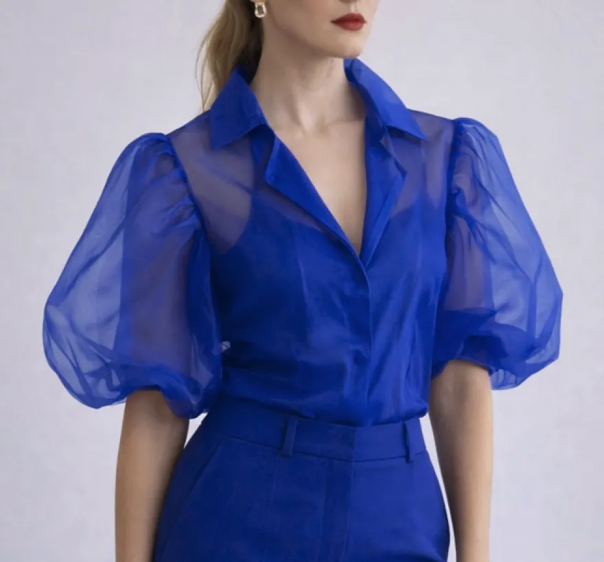 TESSUTO ORGANZA PURA SETA BLUETTE