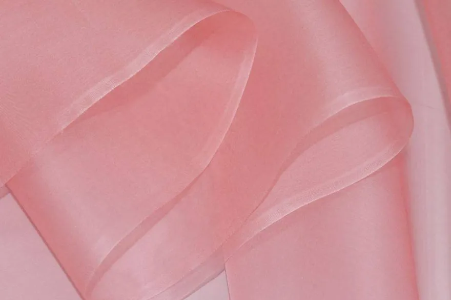 TESSUTO ORGANZA PURA SETA ROSA SALMONE