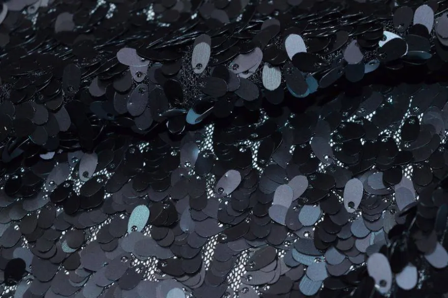 TESSUTO PAILLETTES A GOCCIA NERO