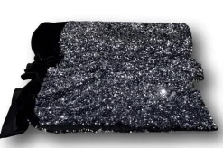 TESSUTO PAILLETTES ARGENTO CUCITE SU FONDO CINIGLIA