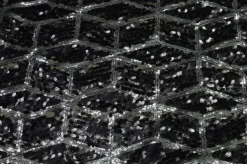 TESSUTO PAILLETTES NERO/ARGENTO CUCITE FANTASIA GEOMETRICA