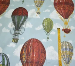 TESSUTO PANAMA PURO COTONE DISEGNO MONGOLFIERE