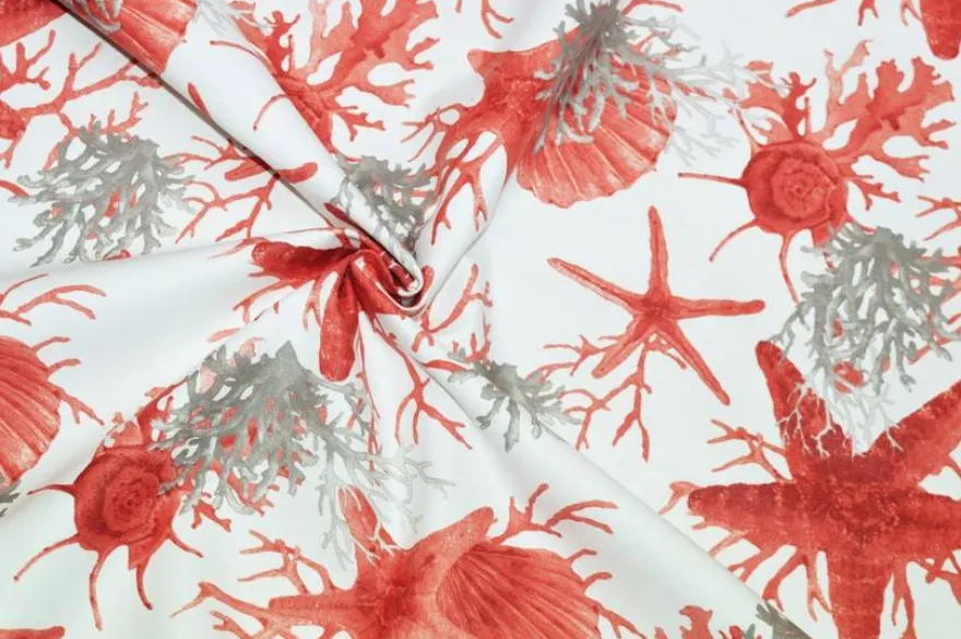 TESSUTO PANAMA PURO COTONE FANTASIA CORALLO ROSSO