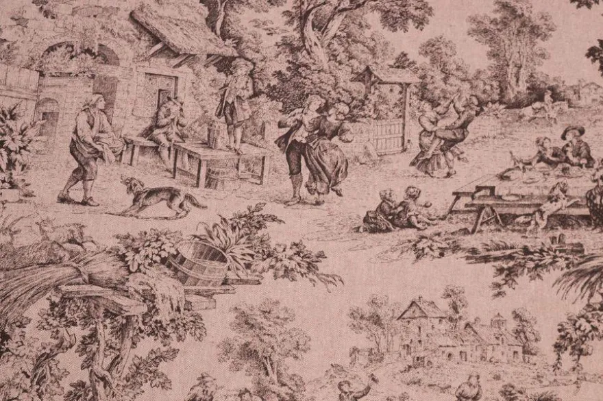 TESSUTO PANAMA PURO COTONE TOILE DE JOUY ROSA ANTICO