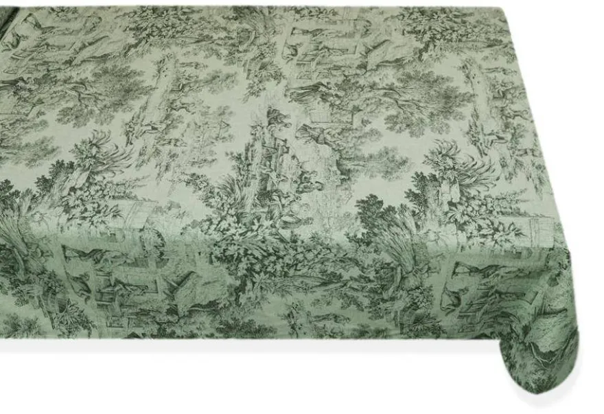 TESSUTO PANAMA PURO COTONE TOILE DE JOUY FONDO SALVIA