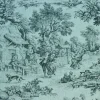 TESSUTO PANAMA PURO COTONE TOILE DE JOUY FONDO AZZURRO