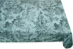 TESSUTO PANAMA PURO COTONE TOILE DE JOUY FONDO AZZURRO