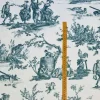TESSUTO PANAMA PURO COTONE TOILE DE JOUY BLU DISEGNO GRANDE