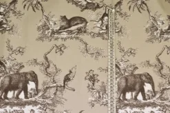 TESSUTO PANAMA PURO COTONE TOILE DE JOUY BEIGE DISEGNO GIUNGLA