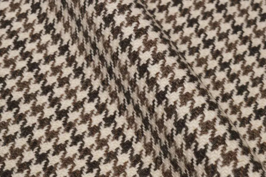 TESSUTO PESO GIACCA IN PURA LANA PIED DE POULE BEIGE