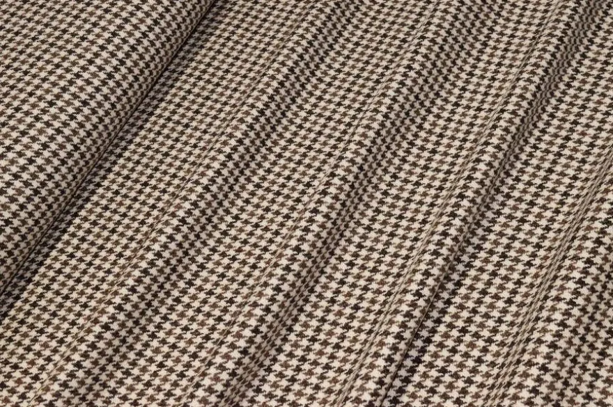 TESSUTO PESO GIACCA IN PURA LANA PIED DE POULE BEIGE