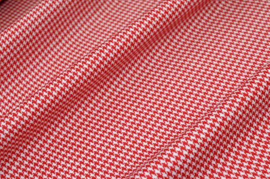TESSUTO PIED DE POULE PURA LANA ROSSO