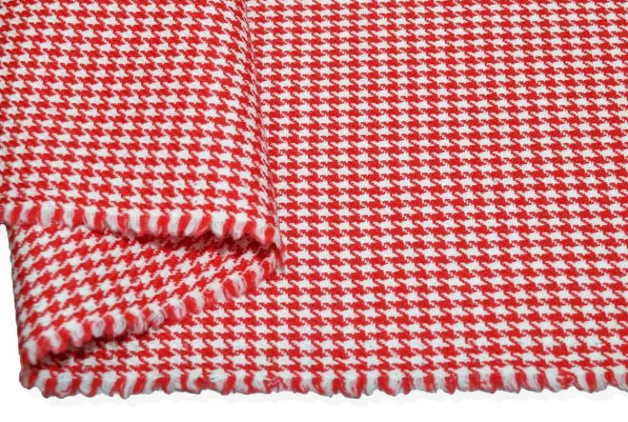 TESSUTO PIED DE POULE PURA LANA ROSSO