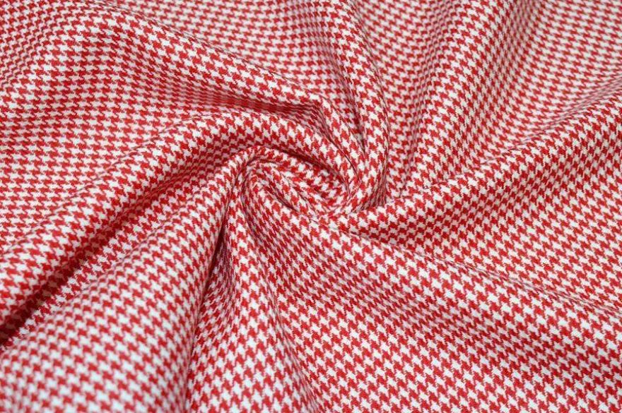 TESSUTO PIED DE POULE PURA LANA ROSSO
