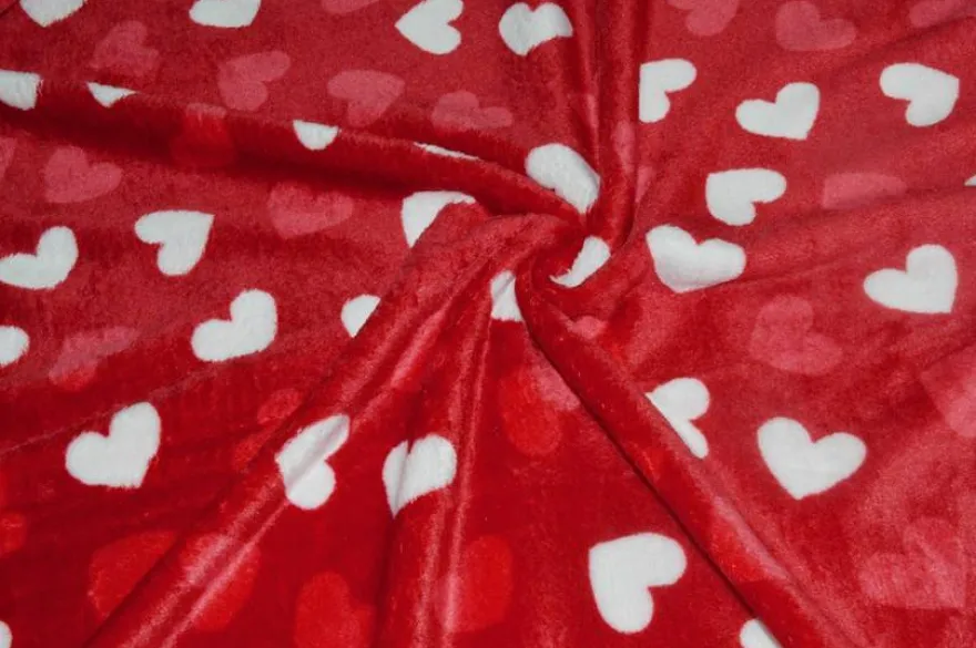 TESSUTO PILE CINIGLIATO CUORE ROSSO