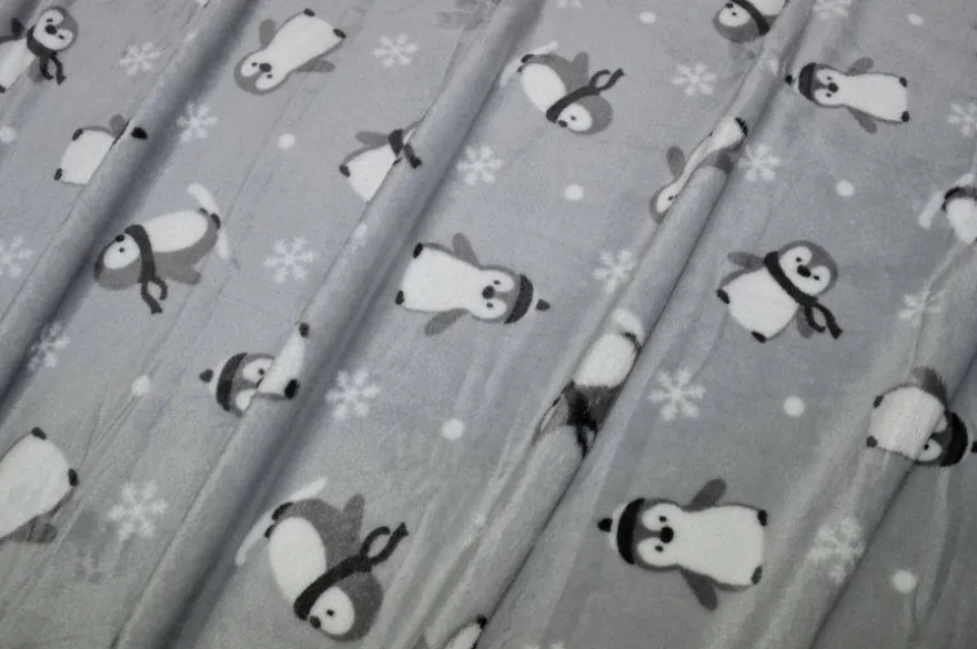 TESSUTO PILE CINIGLIATO FANTASIA PINGUINI