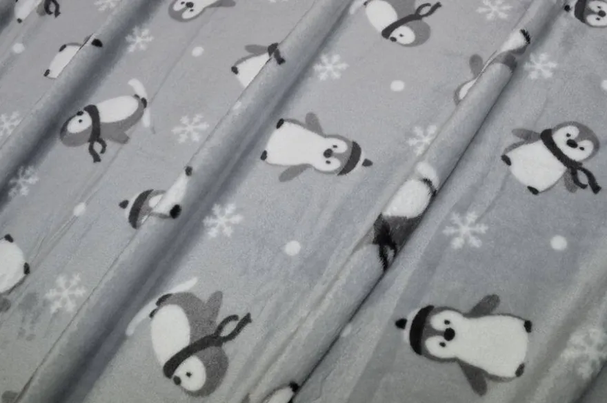 TESSUTO PILE CINIGLIATO FANTASIA PINGUINI