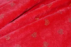 TESSUTO PILE CINIGLIATO ROSSO FANTASIA CUORI LUREX ORO