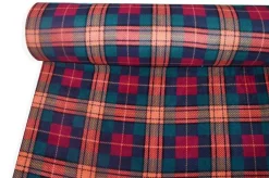 TESSUTO PILE SCACCO ARANCIO VERDE