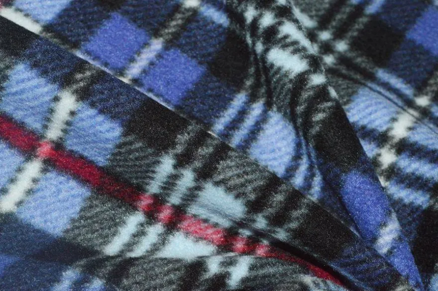 TESSUTO PILE SCACCO AZZURRO