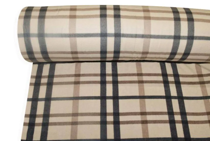 TESSUTO PILE SCACCO FONDO BEIGE