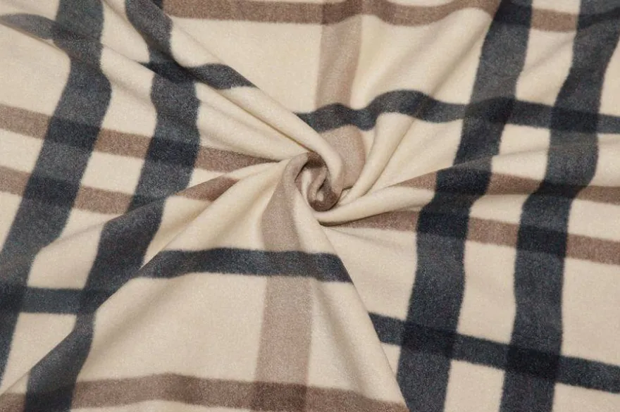TESSUTO PILE SCACCO FONDO BEIGE
