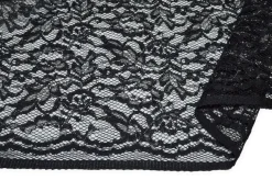 TESSUTO PIZZO NERO CON APPLICAZIONI ARGENTO