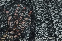 TESSUTO PIZZO NERO CON APPLICAZIONI ARGENTO