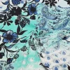 TESSUTO POPELINE PURO COTONE FANTASIA FIORE BLU