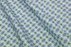 TESSUTO POPELINE PURO COTONE CAMICERIA FANTASIA FIORE VERDE