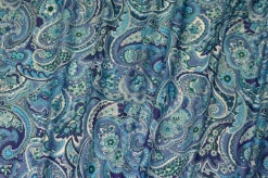 TESSUTO POPELINE PURO COTONE FANTASIA CASHMERE AZZURRO
