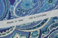 TESSUTO POPELINE PURO COTONE FANTASIA CASHMERE AZZURRO