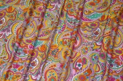 TESSUTO POPELINE PURO COTONE FANTASIA CASHMERE GIALLA
