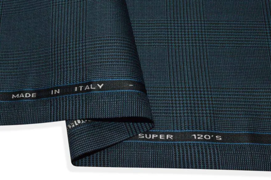 TESSUTO PRINCIPE DI GALLES PURA LANA SUPER 120'S BLU