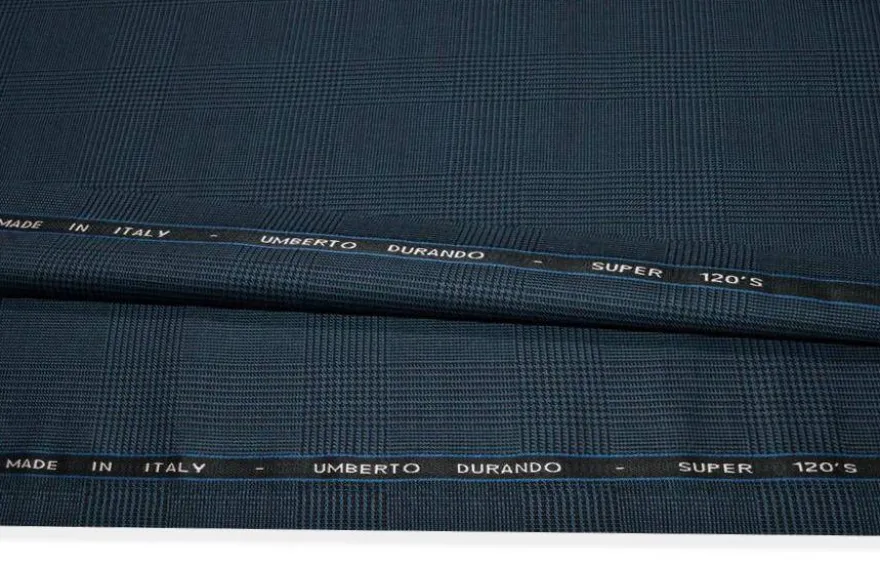 TESSUTO PRINCIPE DI GALLES PURA LANA SUPER 120'S BLU