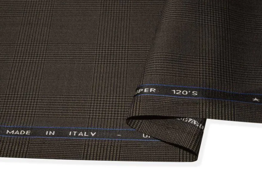 TESSUTO PRINCIPE DI GALLES PURA LANA SUPER 120'S MARRONE