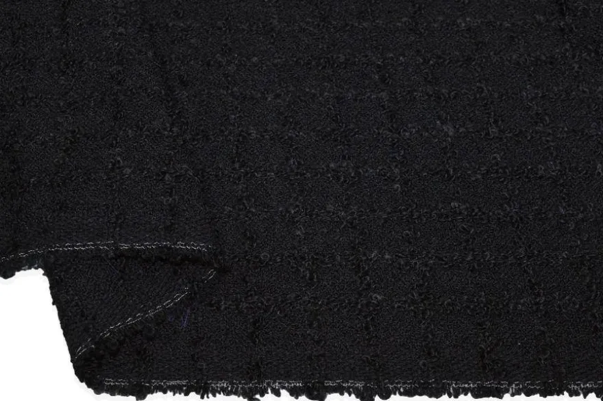 TESSUTO PURA LANA EFFETTO BOUCLE NERO