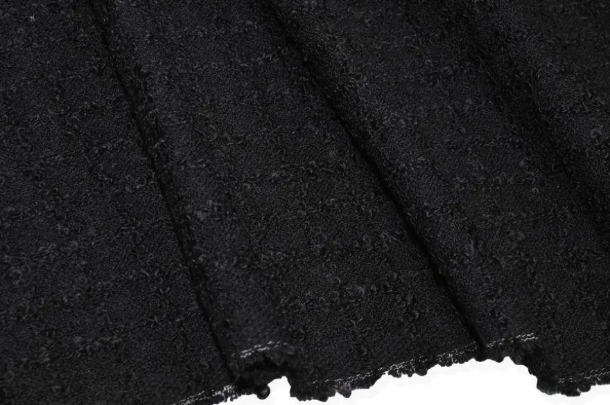 TESSUTO PURA LANA EFFETTO BOUCLE NERO